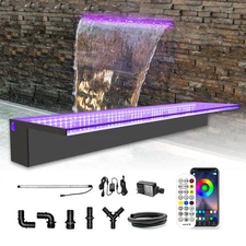 Waterfall Spillway, APP Control Multi-Color LED Light Outdoor Pool Fountain, ...