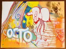 “OCTO-EGO” Chicago Street Original Signed “Waldron” Graffiti CANVAS ART Painting