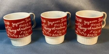 Three Stackable Merry Christmas Coffee Mugs Made In Japan Red White