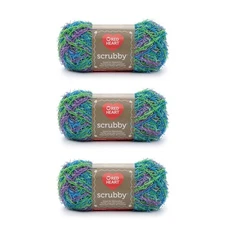 Red Heart Scrubby Stripes Yarn 3 Pack 100 Polyester Scrubby Texture 85G 82Yds