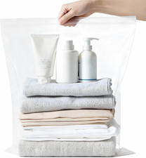 8 Pack Large Plastic Storage Bags, 3 Gallon Jumbo Size, 16" X 18", Large Clear Z