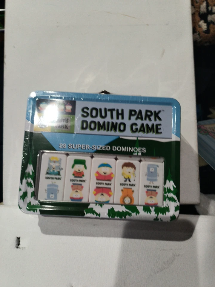 Vtg South Park Domino Game - 28 Super-Sized Dominoes W/Tin Lunchbox Case Sealed - Image 2 of 4