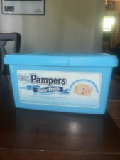 Pampers Baby Fresh Wipes Plastic Container Blue 1998 EMPTY Prop Decor