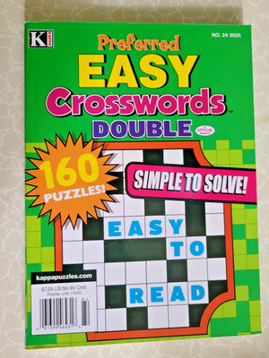 Kappa Preferred Easy Crossword Double Puzzle Book - 160 - Great Stocking Stuffer