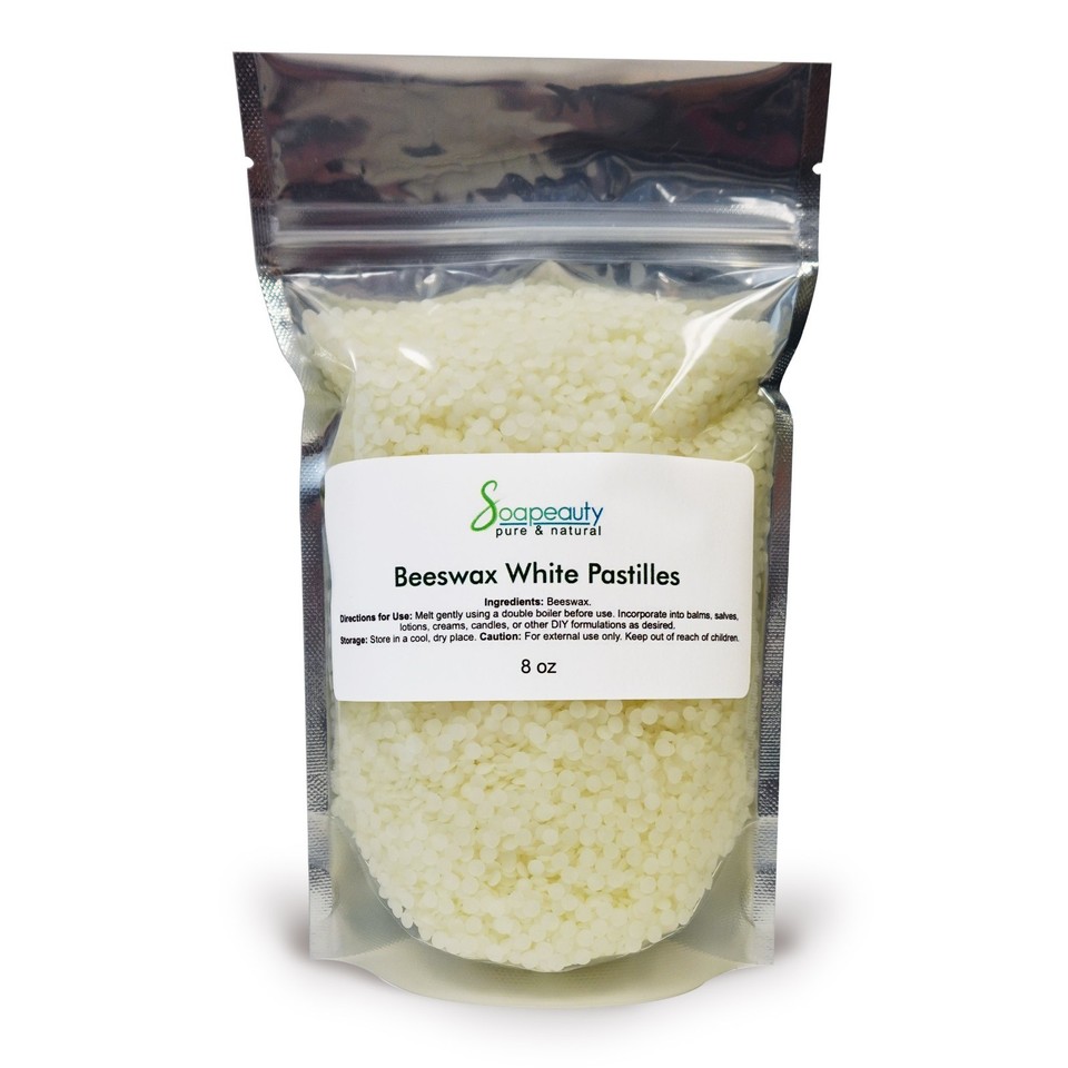White Beeswax Pastilles Beads 100% Pure & Natural Made in USA Bulk 4 oz ...