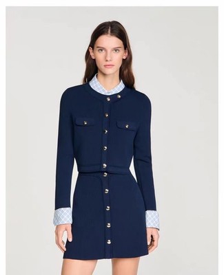 Sandro Metal Button Knitted cardigan Tops coats / A-line skirt