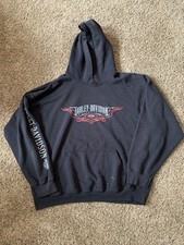 Vintage Harley Davidson Sweatshirt Hooded XL Distressed Black