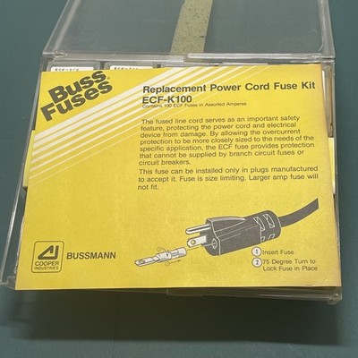 Bussmann ECF-K100 Replacement Power Cord Fuse Kit Assorted Amp Fuses Vintage