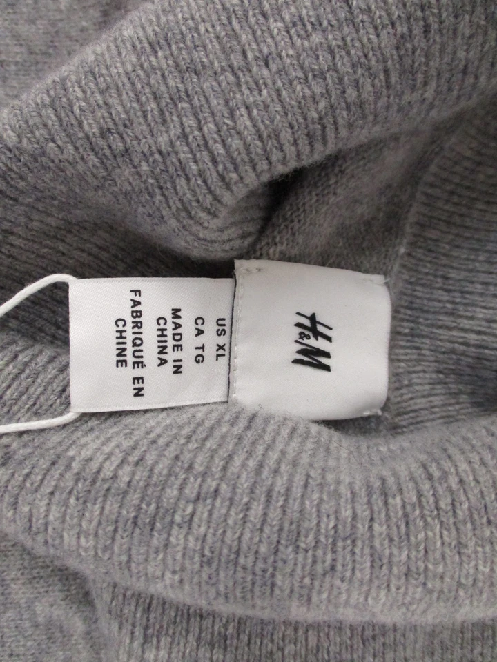 H&M Turtle Neck Wool Sweater Mens XL Gray Preppy - Image 4 of 4