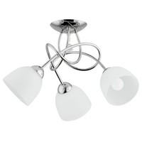 Deckenlampe 3-Flammig Glas Weiß Chrom E27 L:54 Cm Deckenleuchte Wohnzimmer