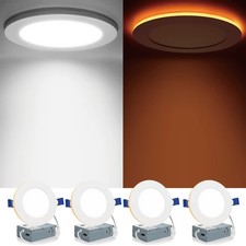 4 Pack 4 Inch 5CCT LED Canless Recessed Lighting with Night Light, 2700K/3000...