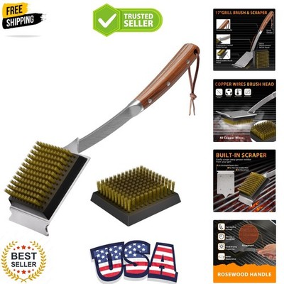 Grill Brush and Scraper for Barbecue, 17'' Grill Brush for Outdoor Grill, Exte...