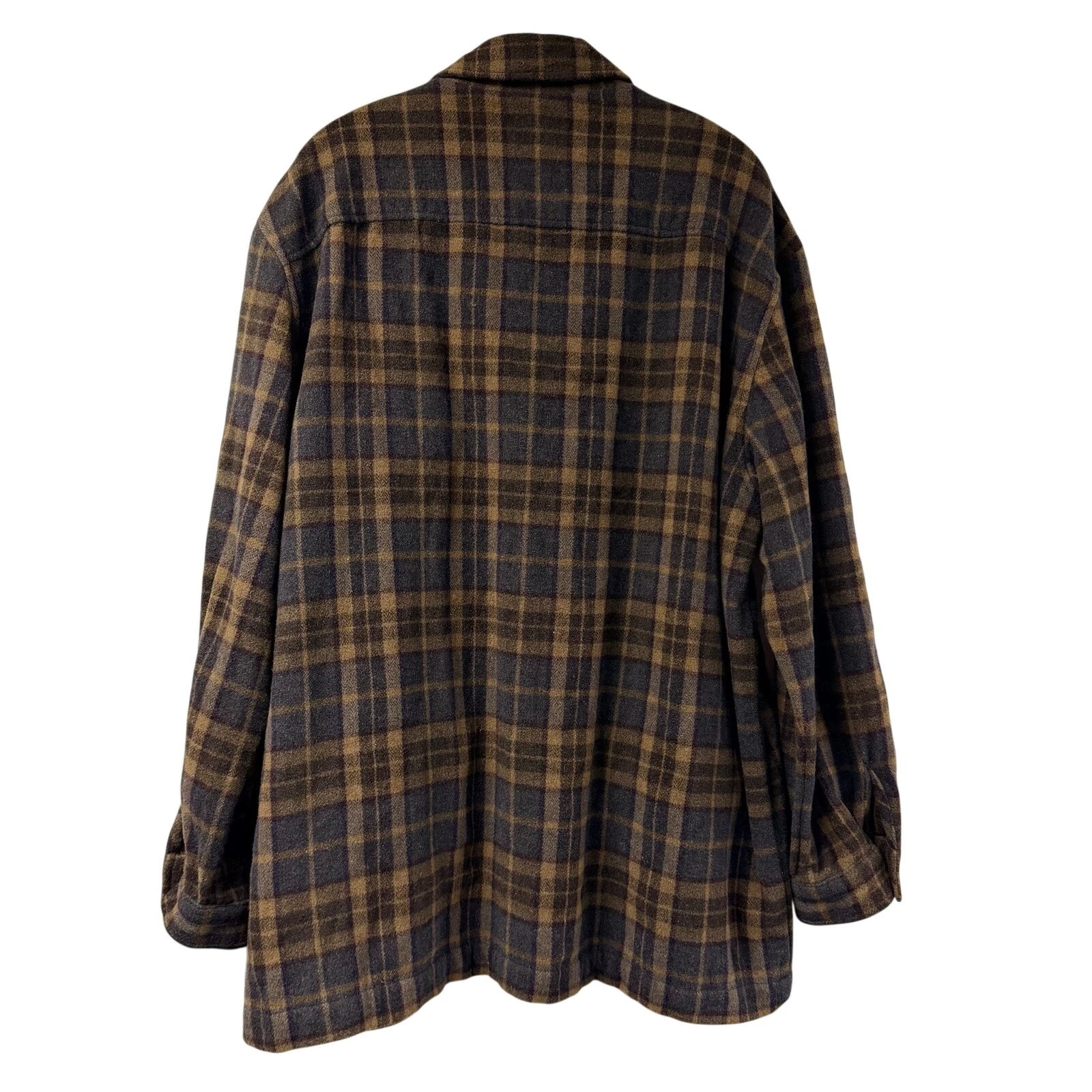Le Collezioni Structure XL Wool Shirt 3 Pocket Plaid Jacket Italian XL Brown - product detail image 5