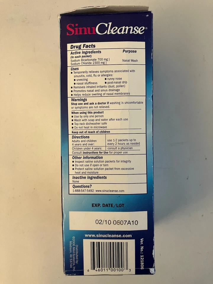 SinuCleanse Neti горшок полностью натуральный пазух очищение с 20' солевых пакетов открытая коробка - Изображение 4 из 4