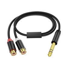 1/4" to Dual RCA Splitter Cable 6.35mm TRS to 2RCA Female Stereo Audio Cord 6...