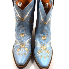 Dingo Women's Primrose Snip Toe Western Ankle Boots DI748 Blue-Floral Size 7.5 M