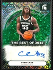 Coen Carr 2025 Bowman Best U Autograph #BA-CC Green Mini Diamond /99 Michigan
