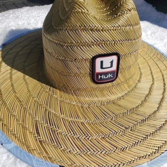 Childs Straw Hat KC Fish and Flag Fishing Sun Hat Tan Blue H7300052-454-1