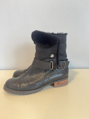 MATT BERNSON Boots  Tundra  Women s 6 Black Leather Shearling-Lined Winter