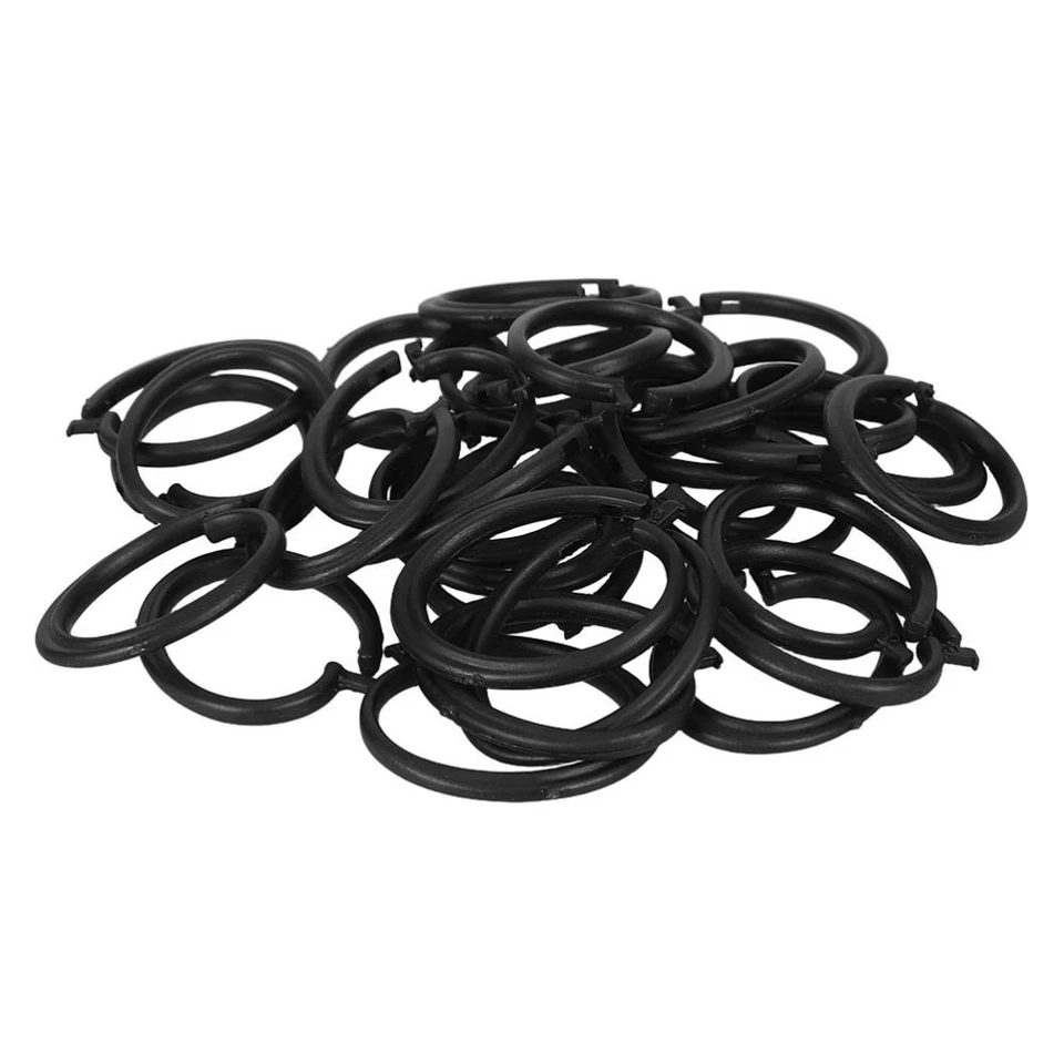  60 Pcs Plastic Hanger Clips Drapery Hooks Black Curtain Rings with Eyelet Track - Image 3 of 4