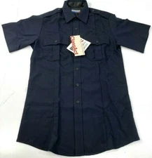 NEW MEDIUM TALL BLAUER MENS SHORT SLEEVE POLY WOOL SHIRT 8460 DARK NAVY MEDIUM