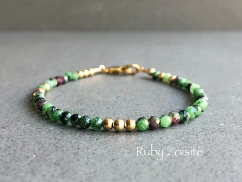 Ruby Zoisite Bracelet, Healing Crystal Bracelet, Adjustable Tiny Beaded Gemstone - Picture 5 of 5
