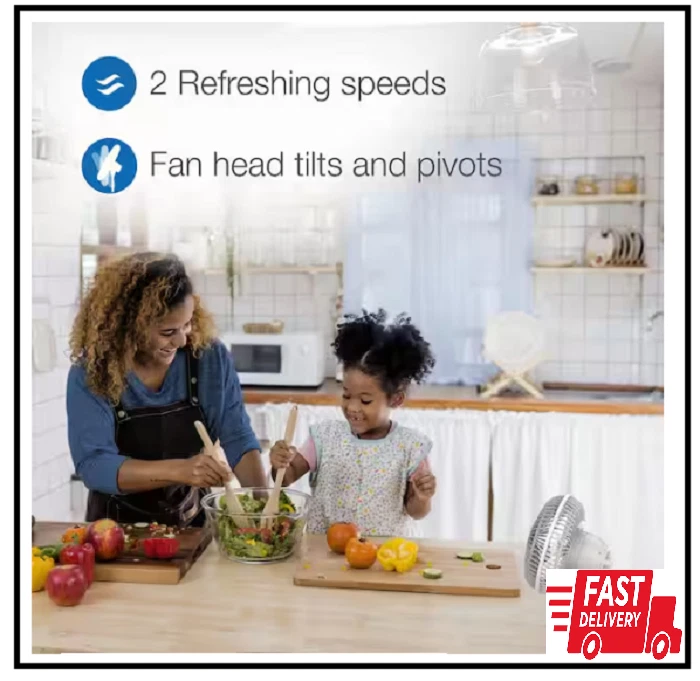 Lasko Mini Cooling Clip Fan 2-Speeds White Desk Table Quiet Small Office Corded - Image 2 of 3