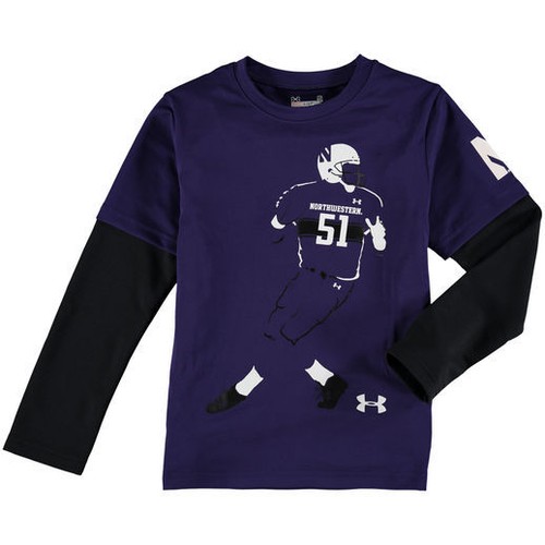 $ 33 Neu mit Etikett Under Armour Northwestern Wildcats Jungen lila Langarm-T-Shirt Größe 5