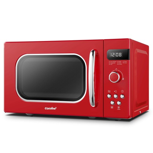 Retro Style 800w 20l Microwave Oven With 8 Auto Menus, 5 Cooking Power - 第 1/7 張圖片