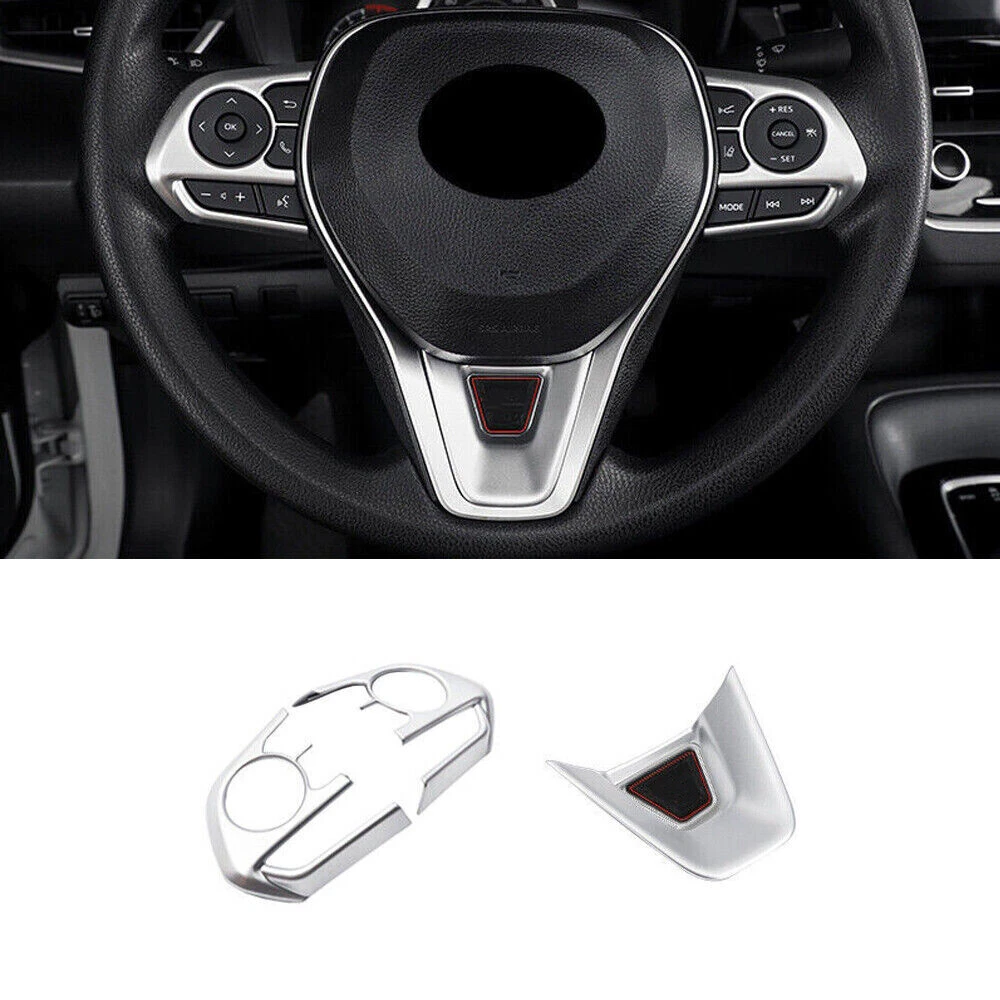 Front Steering Wheel Frame Cover 3PCS For Toyota Corolla 2019-2023 Matte Silver
