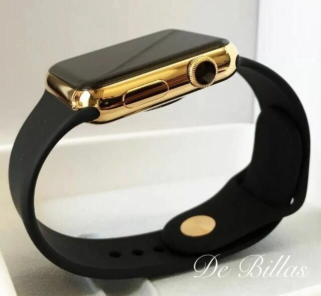 24K Gold Plated 38MM Apple Watch SERIES 3 Black Sport Band Gold Pin GPS+LTE - Image 2 of 4
