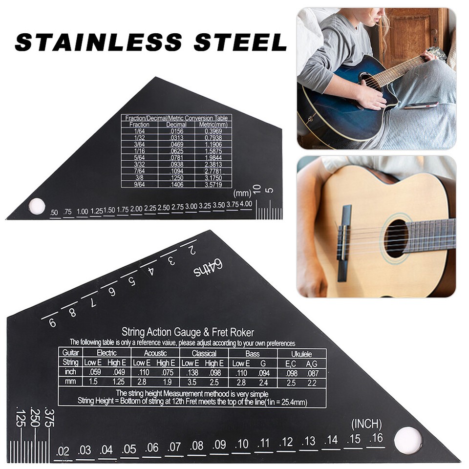 String Height Ruler Black String Height Gauge for Guitar Bass Neck ...