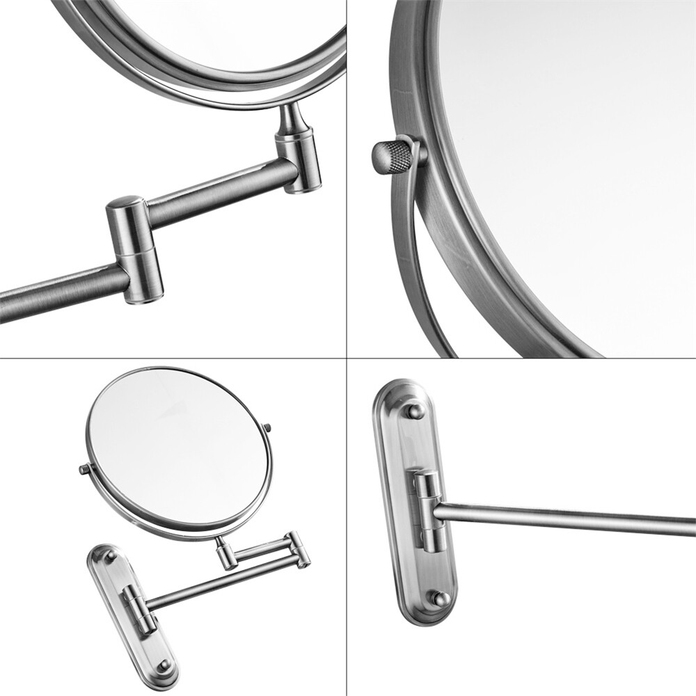 10X Magnifying Round Doubleside Mirror Wall Mounted Make Up Shaving