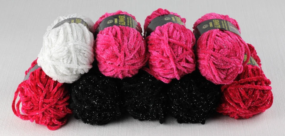 Hilo Caron Glimmer negro rojo clavel blanco -- Lote mixto de 9 madejas Foto 2 de 4