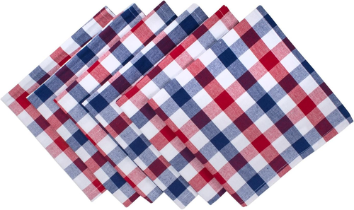 DII 4Th of July Tabletop Collection, Napkin Set, Red, White & Blue Check, 6 Piec - Picture 12 of 12