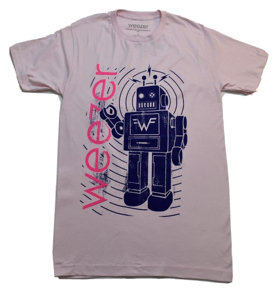 Weezer Mens Robot Graphic Rock Band Cradle Pink Shirt New L