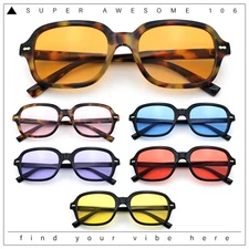 Retro Hustler Oval Rectangular Plastic Mid Horn Rim Vintage Vibe Sunglasses