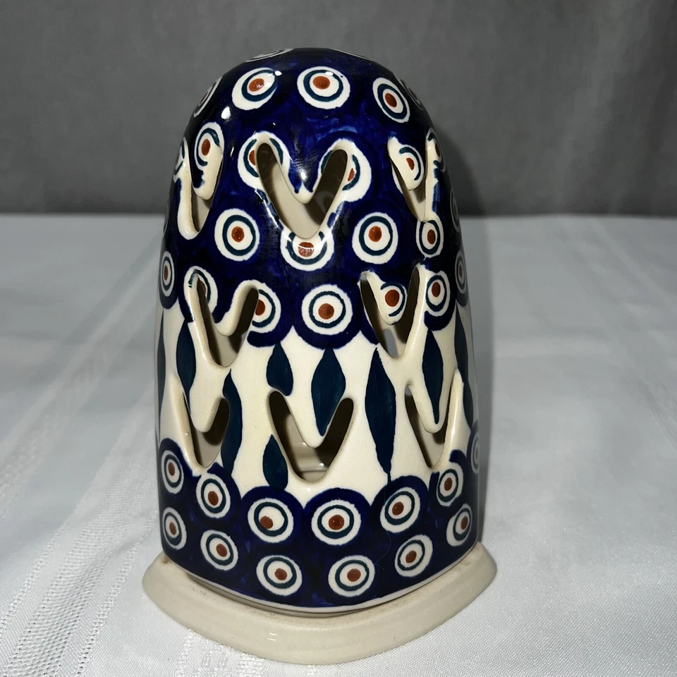 Польская керамика светящийся сова подсвечник Unikat синий/бирюзовый дизайн - Изображение 4 из 4