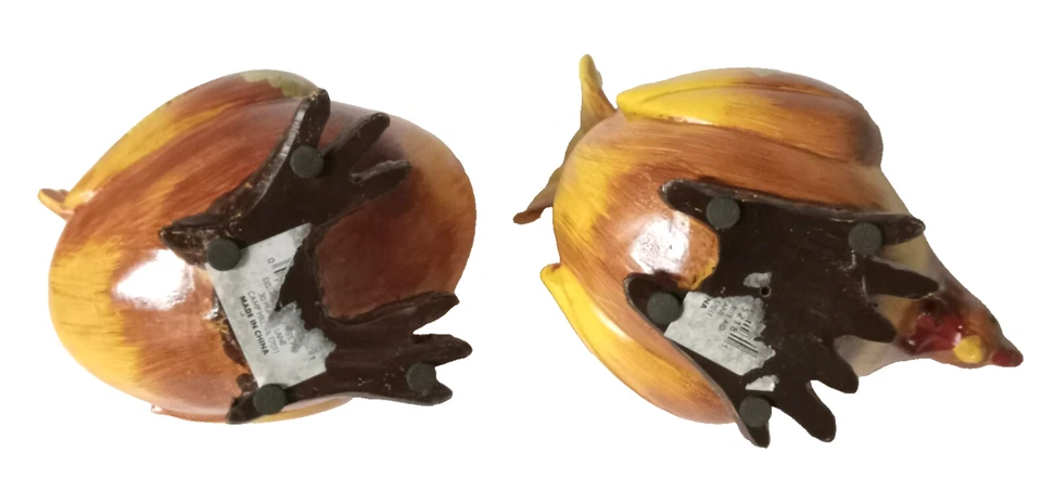 Juego de 2 estatuillas de mesa de pollo decoración casa de campo cosecha Foto 2 de 4