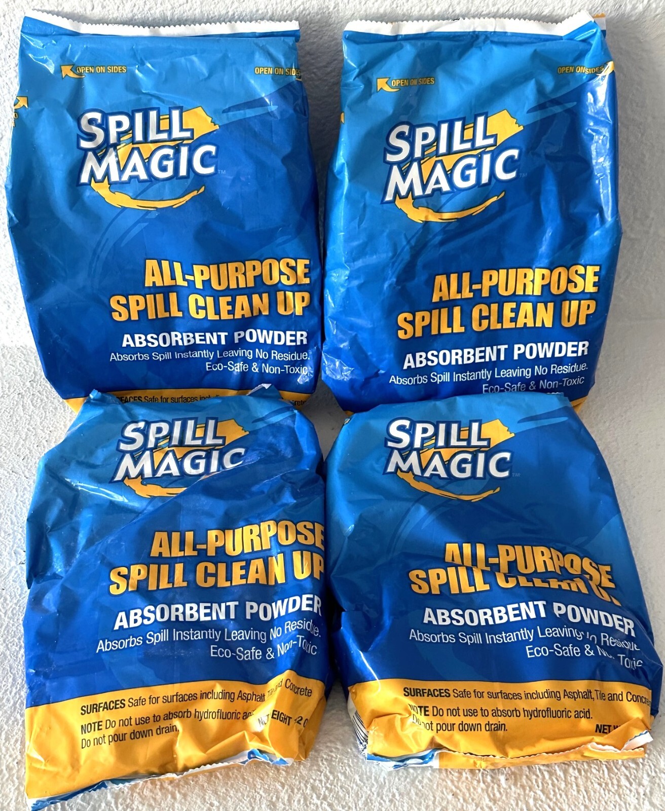 Lot of 4 Spill Magic AllPurpose Spill Clean Up 12oz Absorbent Powder