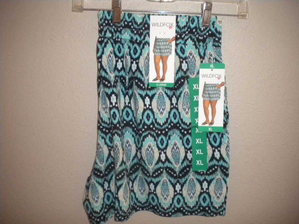 Pantalones Cortos Para Mujer Wildfox Talla XL Azul Rayón Elásticos Cintura Trasera Nuevos con Etiquetas Foto 2 de 4