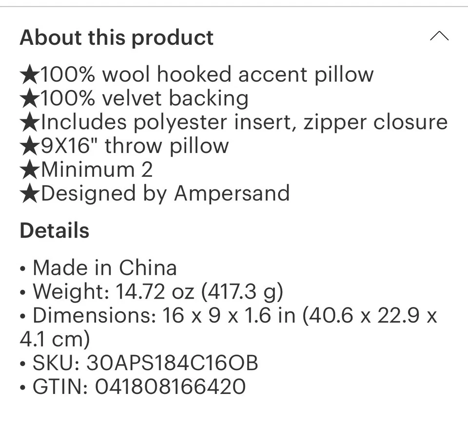 NUEVO JOY Rosa Adorno de Navidad Lunares Gancho Lana 9" x 16" Almohada Foto 2 de 2