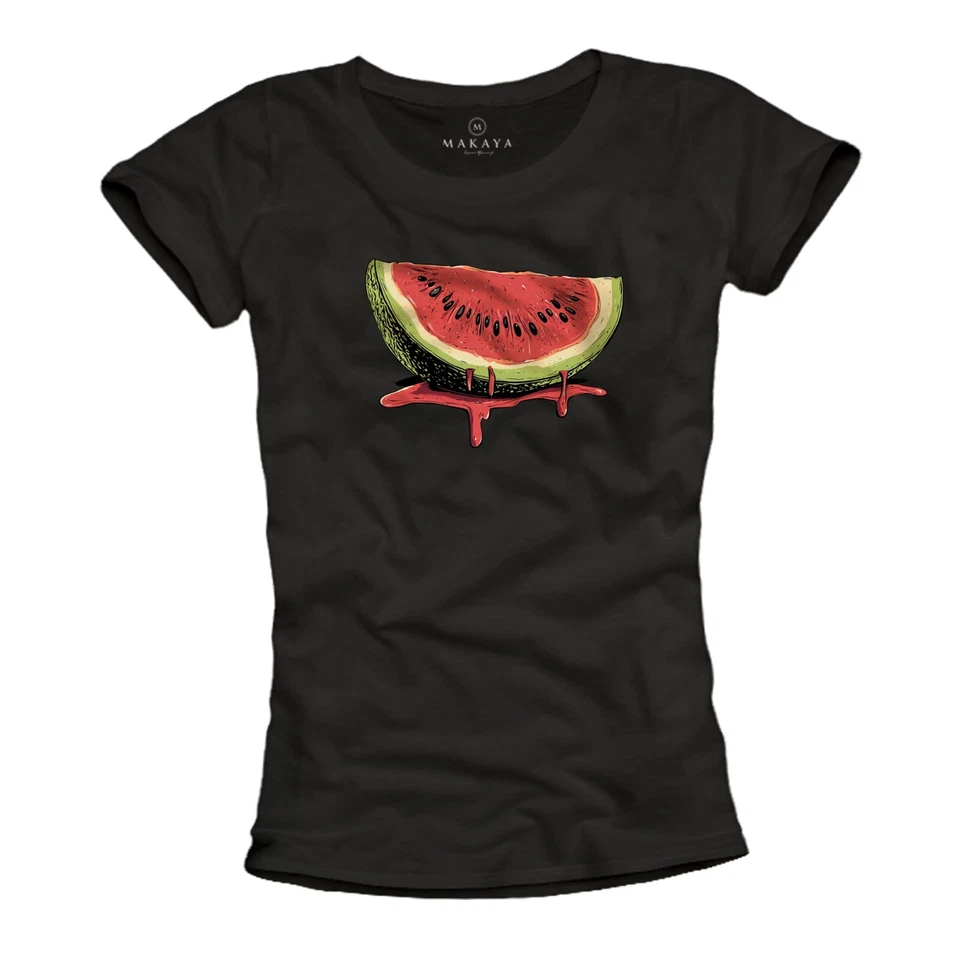 Damenshirt mit Wassermelone Protest Shirt Palästina Flagge Farben Damen Top - Bild 1 von 1