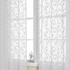 White Curtain W40 X L84 2 Panels Jacquard Clip Light Filtering Semi Sheer Home