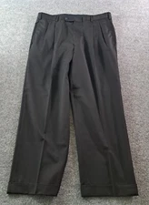 Brooks Brothers Country Club Dress Pants Mens 34x27 Black Pleated Cuffed Wool