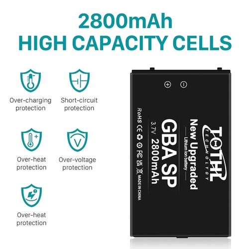 2800Mah 2-Packs Gameboy Advance SP Battery Pack, GBA SP Rechargeable Lithium-Ion - Picture 3 of 6