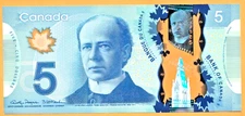 Canada UNC Note 5 Dollars 2013 Polymer Sig. Rogers & Macklem P-106f Low Shipping