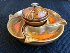 Party Appetizer Server Mid Century Modern, Ceramic, Classic Yellow & Orange