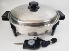 Saladmaster Stainless Steel 12” Electric Skillet Model K7256 Liquid Oil Core