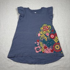 Tea Collection T Shirt Girls 4-5 Blue Flutter Sleeve Tee Irene Rinaldi Floral